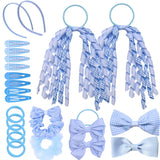 23PCS Gingham Check School Girl Hair Accessories Set - Hair Accessory Set