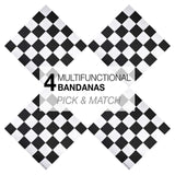 Set of 4 racing flag chessboard checkered bandanas