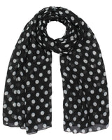 Retro polka dot scarf for women, black and white oversized maxi design