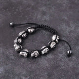 Adjustable Diamante Metal Gothic Skull Friendship Bracelet