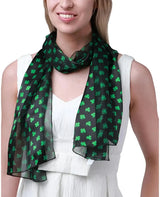Celtic Shamrock Satin Scarf in Black and Green