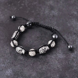 Diamante Skull Bead Friendship Bracelet - Gothic Rocker Emo Punk Style