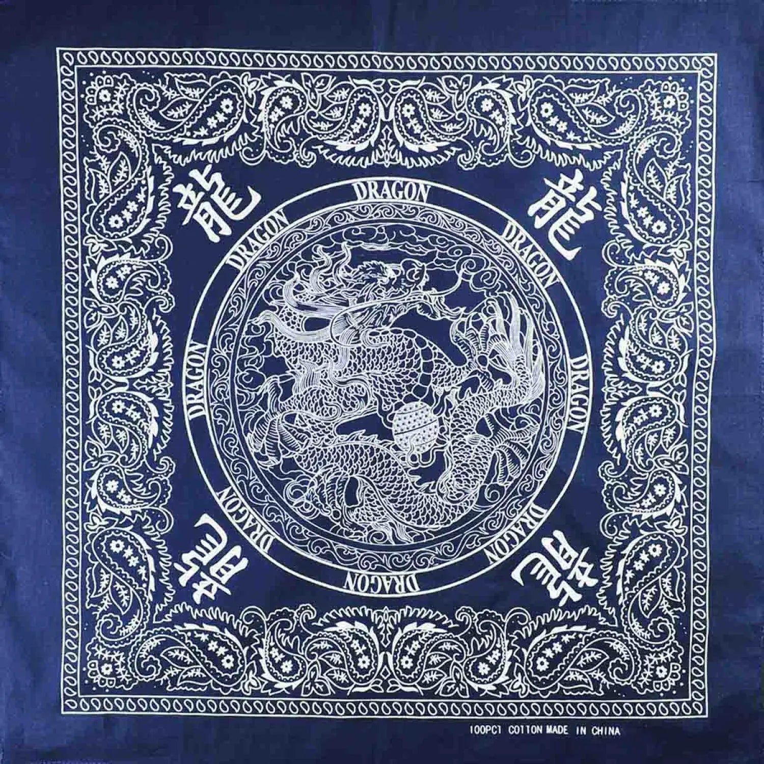 Dragon & Paisley Print Square Bandana featuring unique dragon design