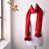 Faux Fur Pom Pom Pashmina Winter Scarf on mannequin