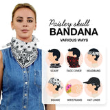 Close up of woman in Gothic 4PCS Skull Paisley Bandana Set