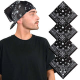 Close up of man in Gothic 4PCS Skull Paisley Halloween Cotton Biker Bandana Set