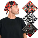 Gothic Skull Bandana Set: Skull and Rose Print, Stylish Biker Accessory