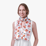 Woman in Halloween Pumpkin & Bat Silky Satin Striped Scarf