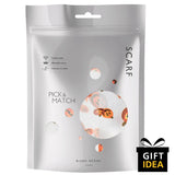 White bag of pick and match with black and white label by Halloween Pumpkin Silky Satin Striped Scarf