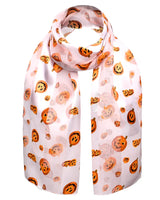 Halloween Pumpkin Silky Satin Striped Scarf with Pumpkin Pattern