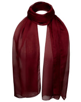 Luxurious Lightweight Chiffon Scarf: Classic Plain Black and Red Design