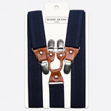 Mens 35mm Y-Shape Wide Leather Braces with Brown Belt