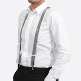 Men’s Heavy Duty Clip Braces - White Shirt Black Pants