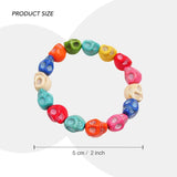 Multicoloured rainbow gothic skull bracelet with howlite stones.