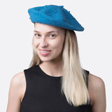 Parisian Classic Beret with Imitation Pearl Embellishment on Woman