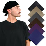 Man wearing black hat and shirt with Plain Cotton Bandana Set - 6PCS