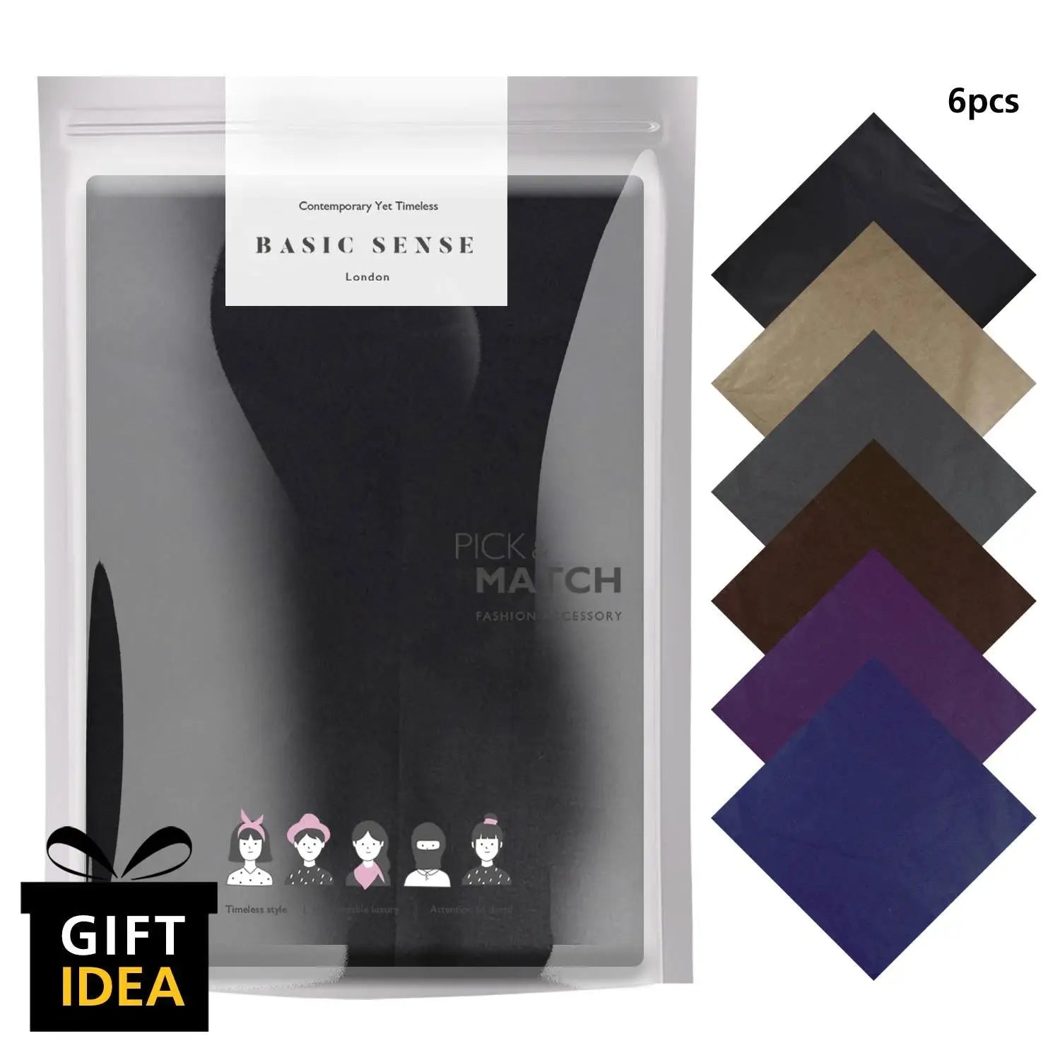 Plain cotton bandana set with 6 pack of black and purple color paper for crafting