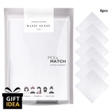 Plain cotton bandana set - Close up of a package of five white cards with a man and woman.
