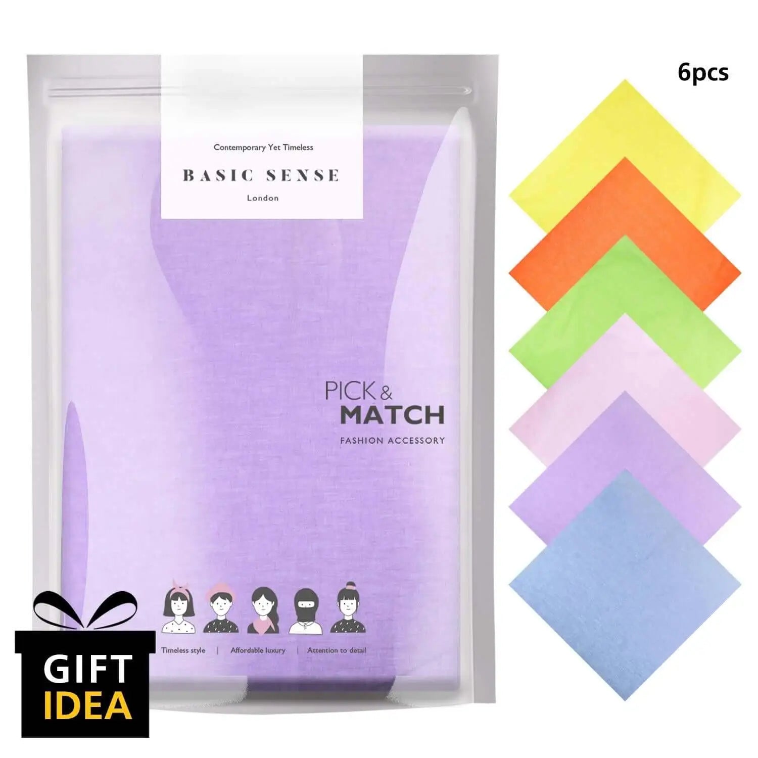 Plain Cotton Bandana Set - 6PCS, Versatile & Multifunctional Sticky Notes Package