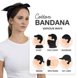 Plain Solid 100% Cotton Square Bandana in Black Color