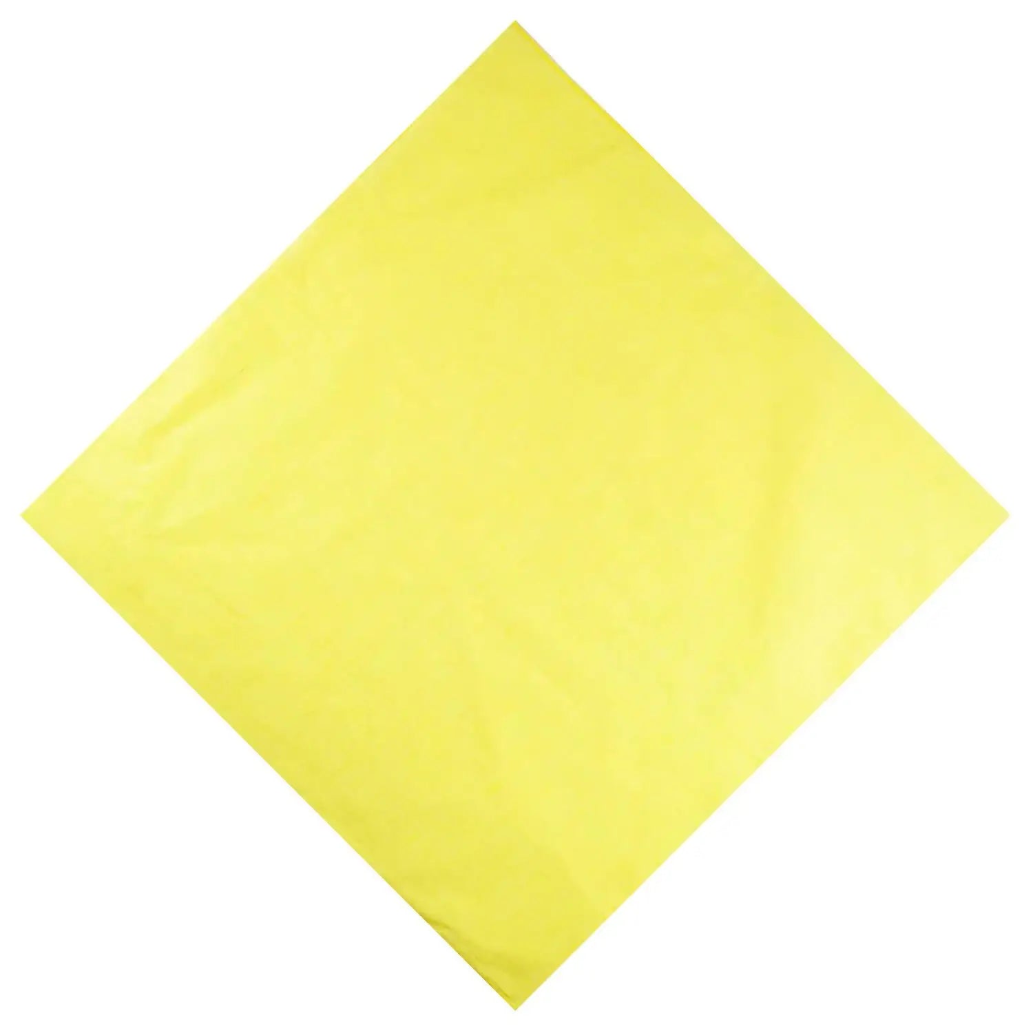 Yellow paper napkin on white background, Plain Solid Bandana 100% Cotton Square Bandanna.