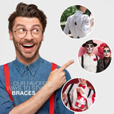 Man wearing plain Y-shape trouser braces pointing at camera, 2.5cm width, unisex