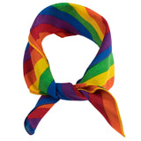 Rainbow print bandana on white background - 100% cotton.