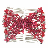 Rhinestone beads twin magic hair comb with star design.