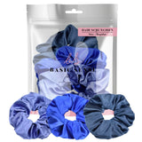 Shimmering Soft Satin Hair Scrunchies in white bag, multipack of 3