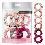 Skinny Satin Scrunchies Hair Tie for Thin Hair Ponytail Holders A Set of 6PCS - Pink Assortment - Hair Scrunchies