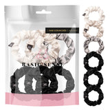 Skinny Satin Scrunchies Hair Tie for Thin Hair Ponytail Holders A Set of 6PCS - Black & White Assortment - Hair Scrunchies
