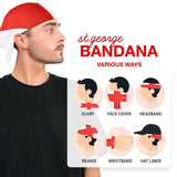 Man wearing Santa hat and black shirt with St. George flag bandana set.