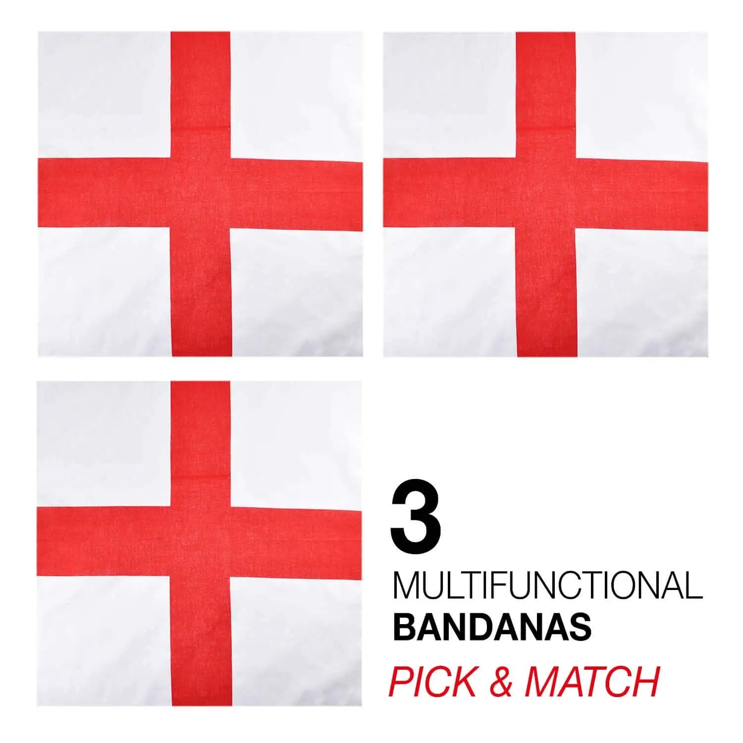 St. George flag bandana set with red cross design