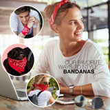 Woman wearing St. George flag bandana with dog decorative design.