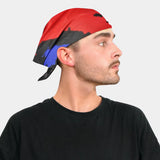 Red, black and blue Union Jack print bandana hat