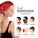Close-up of woman wearing Unisex Tropical Leaf Bandana in 100% Cotton