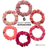 Velvet skinny hair scrunchies set in various colors and sizes for versatile styling