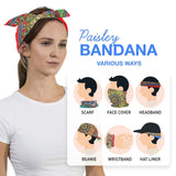 Vintage Paisley Cotton Bandana Set - 5PCS, woman holding sign with various bandanas