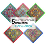 Vintage Paisley Cotton Bandana Set - 5PCS, Versatile Headwear - close up of colorful bandanas