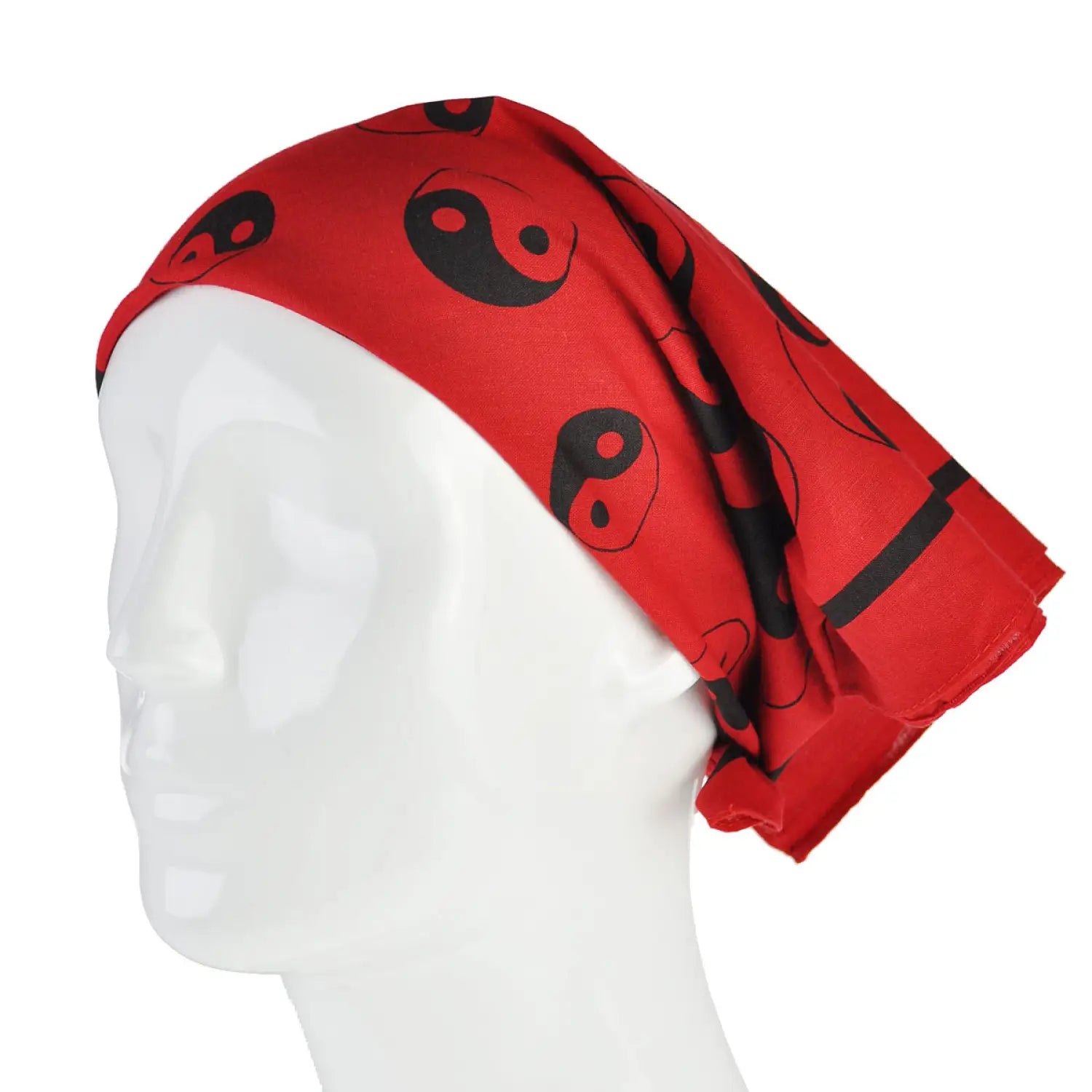 Red Ying Yang Print Square Bandana in 100% Cotton