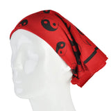 Red Ying Yang Print Square Bandana in 100% Cotton