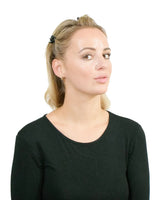 Blonde woman wearing black shirt with Essential Hair Claw Clips Set - 9pcs - 2.7cm.