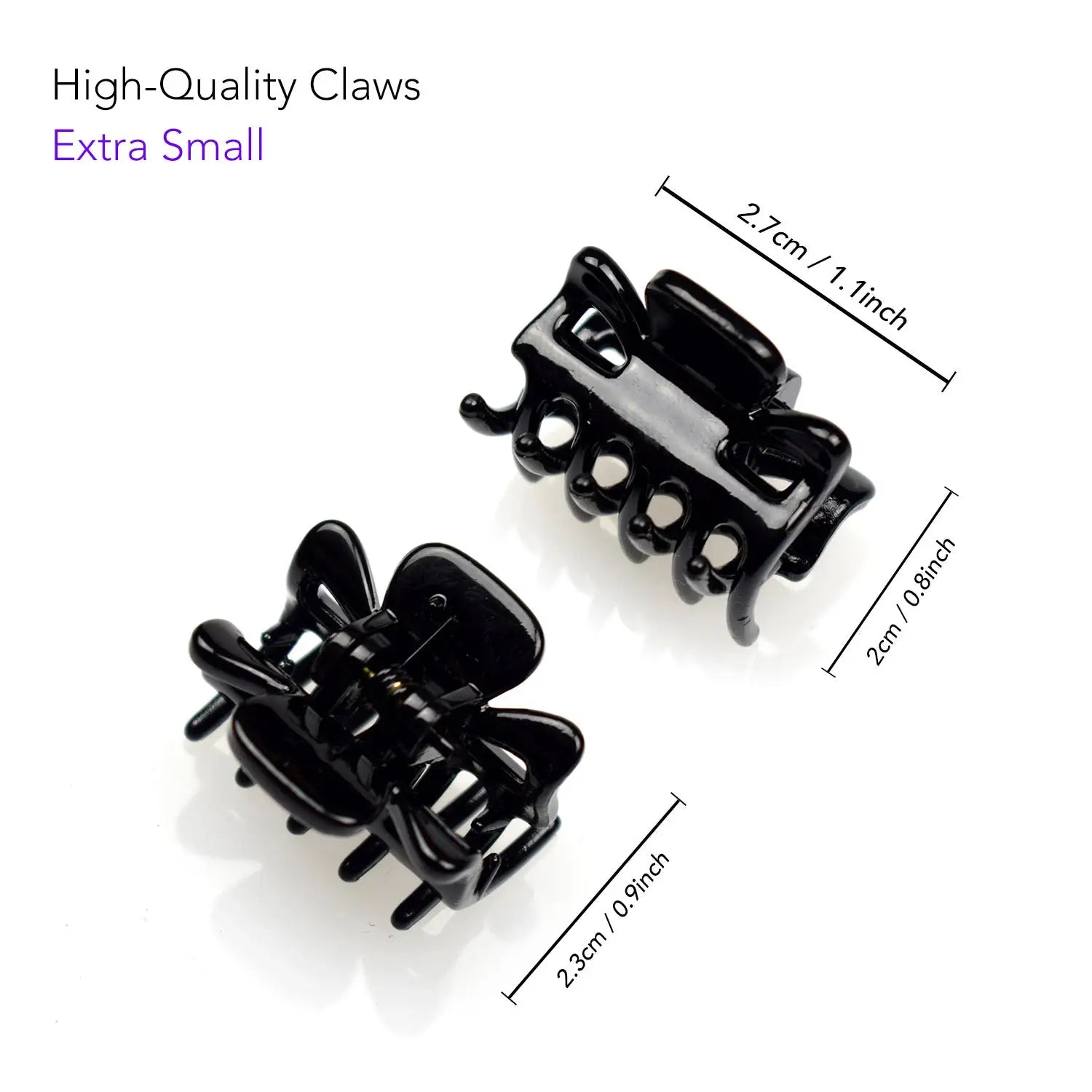 Essential Hair Claw Clips Set, 9pcs - 2.7cm: Two black clips with 2cm height