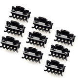 Set of black train cars on white surface, Essential Hair Claw Clips, 9pcs.