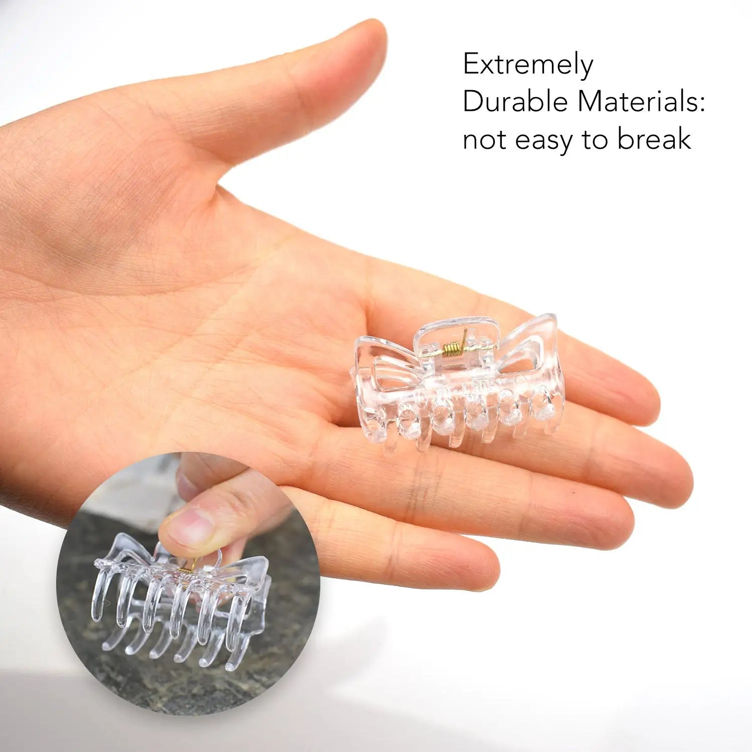 Essential Hair Claw Clips Set, 6pcs - 4cm: Clear plastic ring held by hand