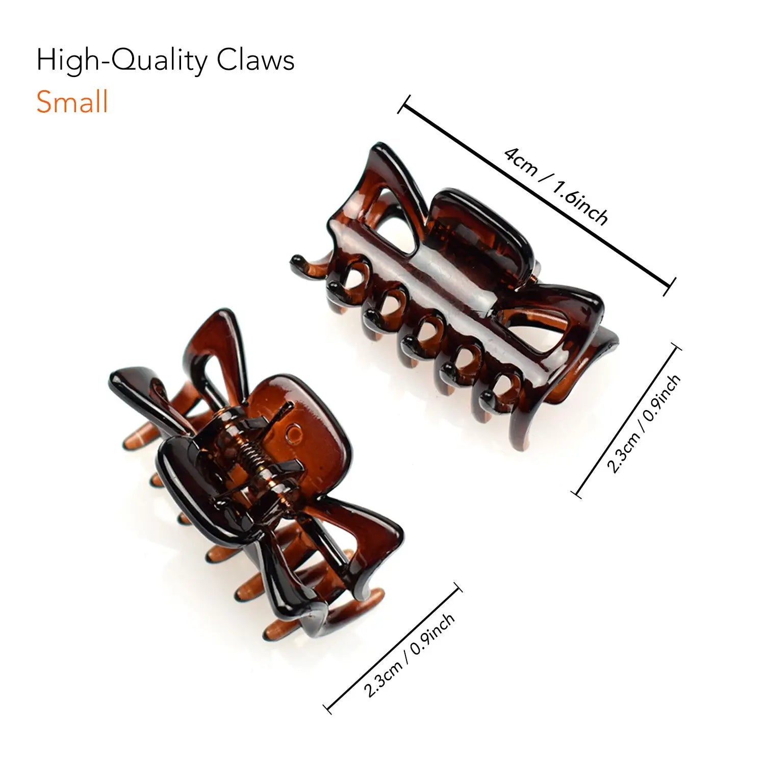 Essential Hair Claw Clips Set - Two brown hair clips with wooden handle