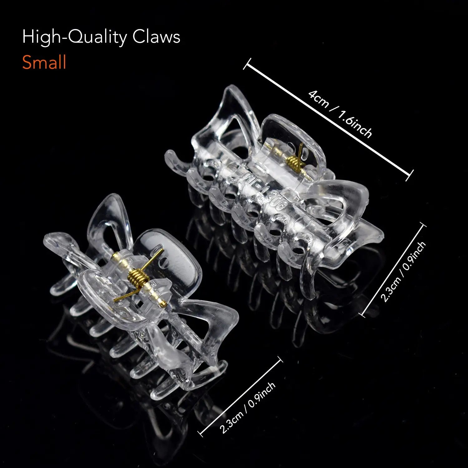 Clear glass ear plugs with gold accents from Essential Hair Claw Clips Set - 6pcs, 4cm.