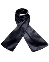 Black mulberry silk scarf on white background - 100% Mulberry Silk Luxurious Multiuse Scarf