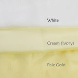 White and yellow 100% Mulberry Silk Scarf with words white, cream, and pale.
