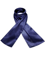 Navy blue mulberry silk scarf with multiuse capabilities